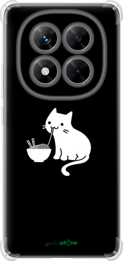 Силикон с усиленными углами чехол С милым котом на черном фоне для Xiaomi Redmi Note 14 Pro 5G - 6528sp-3928 изображение 