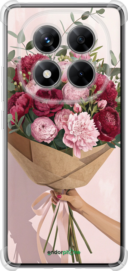 Силикон с усиленными углами чехол Пионы 1 для Xiaomi Redmi Note 14 Pro 5G - 6705sp-3928 изображение 