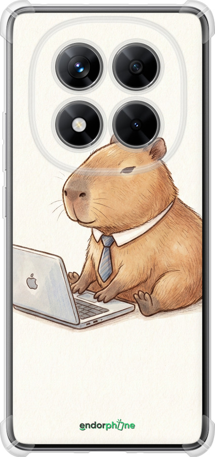 Силикон с усиленными углами чехол Funny Capybara CEO Working для Xiaomi Redmi Note 14 Pro 5G - 6777sp-3928 изображение 