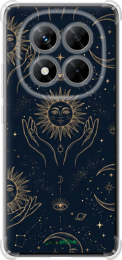 Силикон с усиленными углами чехол Celestial Harmony: Sun & Moon Gold Mystic Pattern для Xiaomi Redmi Note 14 Pro 5G - 6778sp-3928 изображение 