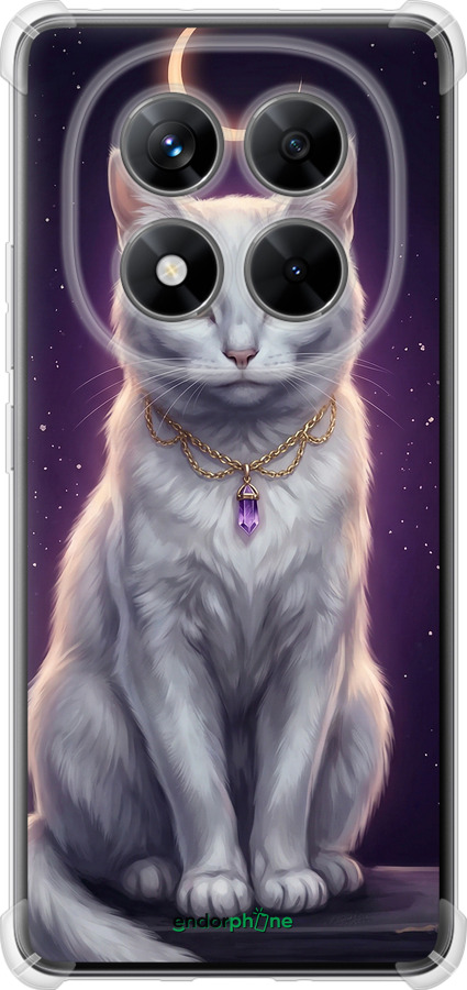 Силикон с усиленными углами чехол Mystic White Cat Gothic Dark Purple Gold для Xiaomi Redmi Note 14 Pro 5G - 6805sp-3928 изображение 