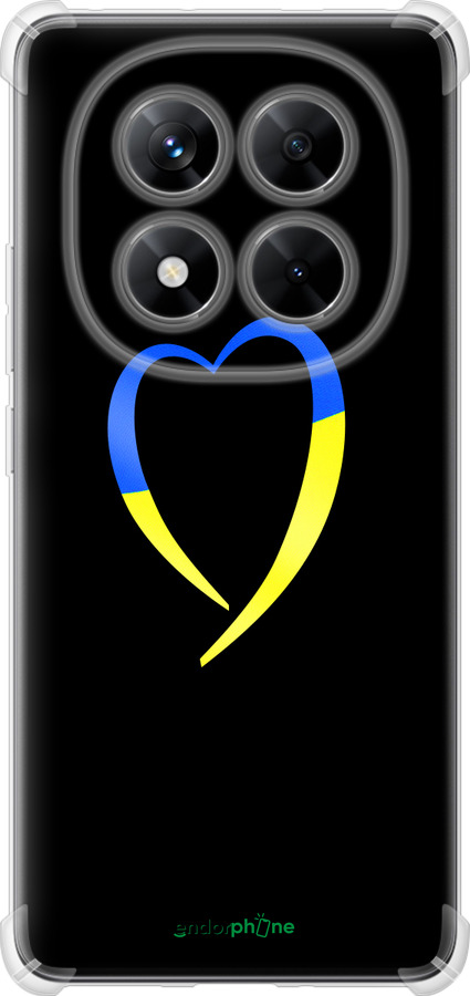 Силикон с усиленными углами чехол Жёлто-голубое сердце для Xiaomi Redmi Note 14 Pro 5G - 885sp-3928 изображение 