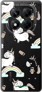 Силиконовый чехол Единорог и кофе для Xiaomi Redmi Note 14 Pro 5G - 4661u-3928 изображение 