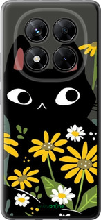 Силіконовий чехол Чорний кіт з квітами для Xiaomi Poco X7 - 6448u-4011 изображение 