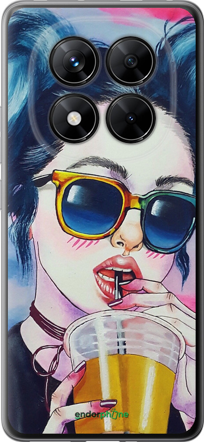 Силиконовый чехол Арт-девушка в очках для Xiaomi Poco X7 - 3994u-4011 изображение 