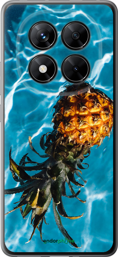 Силиконовый чехол Ананас на воде для Xiaomi Redmi Note 14 Pro 5G - 4384u-3928 изображение 