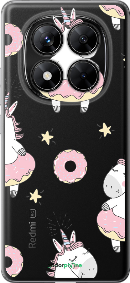 Силиконовый чехол Единорожки для Xiaomi Redmi Note 14 Pro 5G - 4659u-3928 изображение 