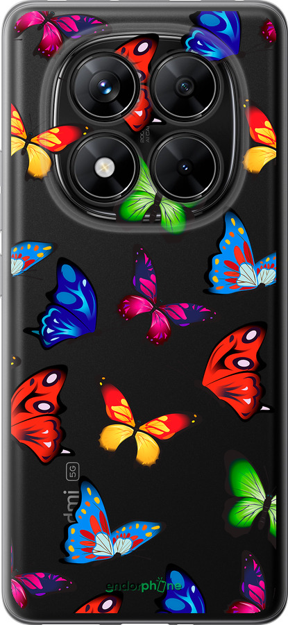 Силиконовый чехол Красочные мотыльки для Xiaomi Poco X7 - 4761u-4011 изображение 