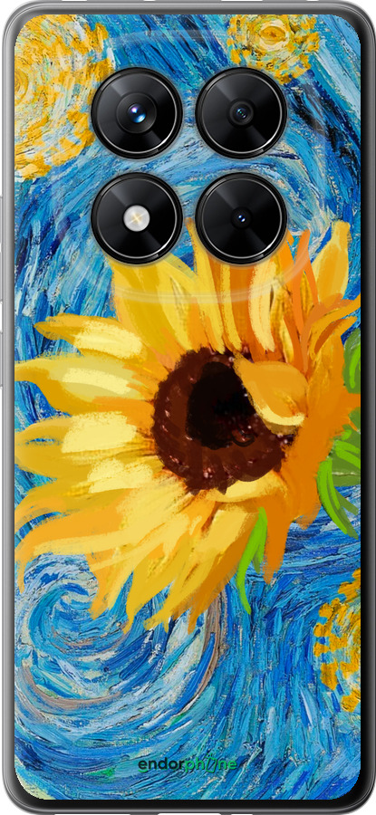 Силиконовый чехол Цветы желто-голубые для Xiaomi Redmi Note 14 Pro 5G - 5308u-3928 изображение 