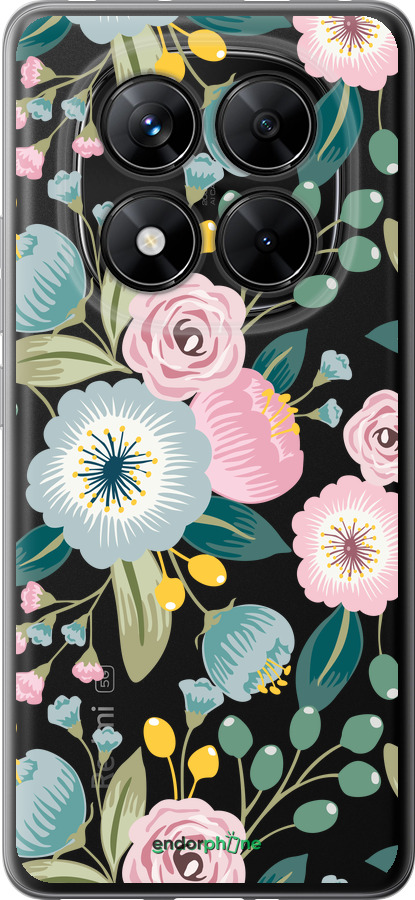 Силиконовый чехол Цветочные обои v2 для Xiaomi Redmi Note 14 Pro 5G - 5602u-3928 изображение 