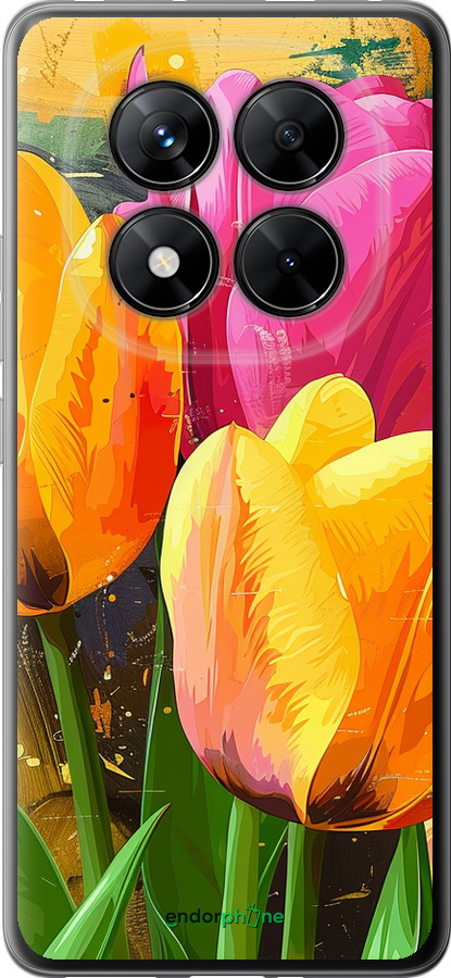 Силиконовый чехол Нарисованные тюльпаны для Xiaomi Poco X7 - 5990u-4011 изображение 