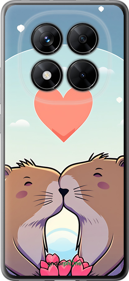 Силіконовий чехол Капібара кохання для Xiaomi Poco X7 - 6027u-4011 изображение 