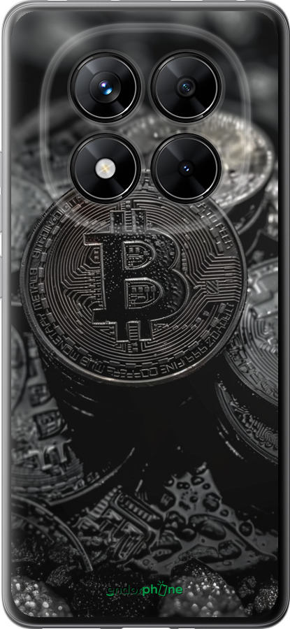 Силиконовый чехол Black Bitcoin для Xiaomi Redmi Note 14 Pro 5G - 6090u-3928 изображение 