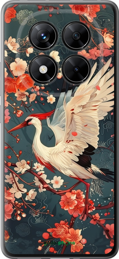 Силиконовый чехол Сакура и аист для Xiaomi Poco X7 - 6108u-4011 изображение 