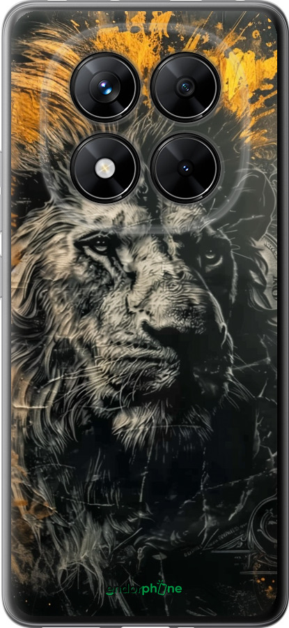 Силіконовий чехол Лев у золотих фарбах для Xiaomi Poco X7 - 6155u-4011 изображение 