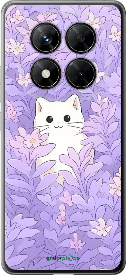 Силиконовый чехол Котик в цветах для Xiaomi Redmi Note 14 Pro 5G - 6390u-3928 изображение 