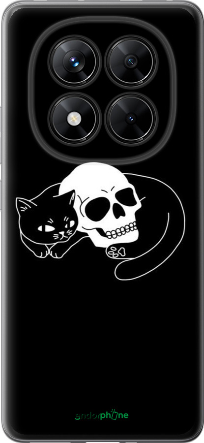 Силіконовий чехол Із зображенням кота та черепа для Xiaomi Redmi Note 14 Pro 5G - 6491u-3928 изображение 