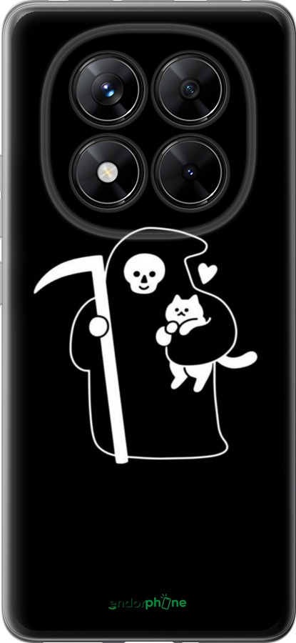Силиконовый чехол Минималистичный арт: смерть и кошка для Xiaomi Poco X7 - 6529u-4011 изображение 