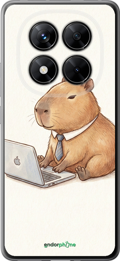Силіконовий чехол Funny Capybara CEO Working для Xiaomi Redmi Note 14 Pro 5G - 6777u-3928 изображение 