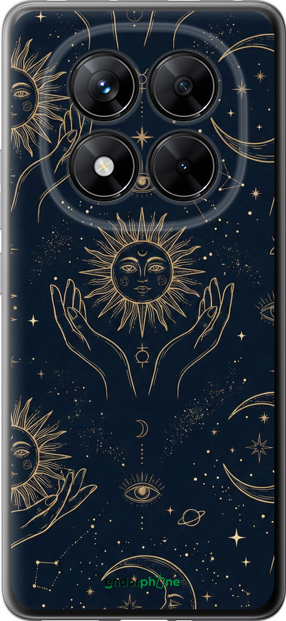 Силіконовий чехол Celestial Harmony: Sun & Moon Gold Mystic Pattern для Xiaomi Redmi Note 14 Pro+ 5G - 6778u-3885 изображение 