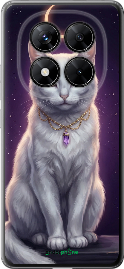 Силіконовий чехол Mystic White Cat Gothic Dark Purple Gold для Xiaomi Redmi Note 14 Pro 5G - 6805u-3928 изображение 
