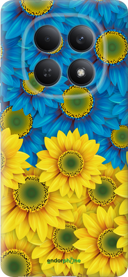 Силиконовый чехол Жёлто-голубые цветы для Xiaomi Redmi Note 15 4G - 1048u-4215 изображение 