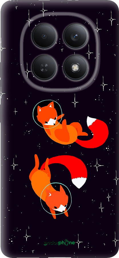 Силиконовый чехол Лисички в космосе для Xiaomi Redmi Note 15 4G - 4519u-4215 изображение 