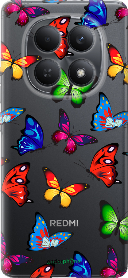 Силиконовый чехол Красочные мотыльки для Xiaomi Redmi Note 15 4G - 4761u-4215 изображение 