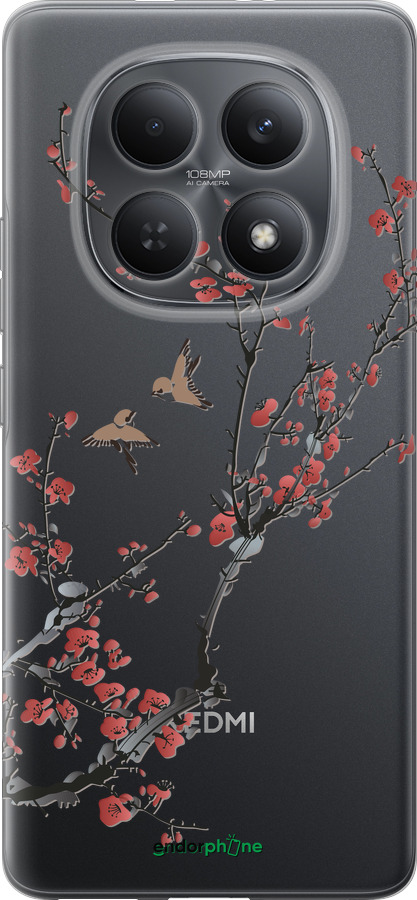 Силиконовый чехол Сакура v2 для Xiaomi Redmi Note 15 4G - 5538u-4215 изображение 
