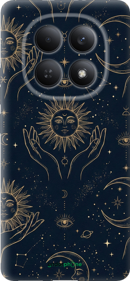 Силіконовий чехол Celestial Harmony: Sun & Moon Gold Mystic Pattern для Xiaomi Redmi Note 15 4G - 6778u-4215 изображение 