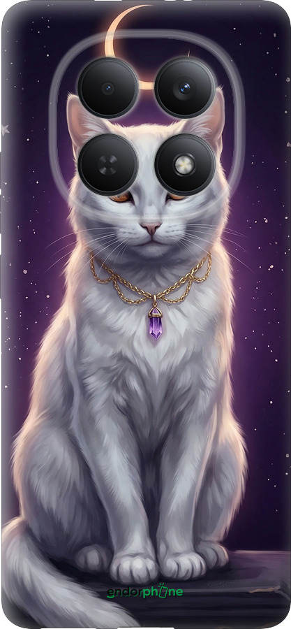 Силиконовый чехол Mystic White Cat Gothic Dark Purple Gold для Xiaomi Redmi Note 15 4G - 6805u-4215 изображение 