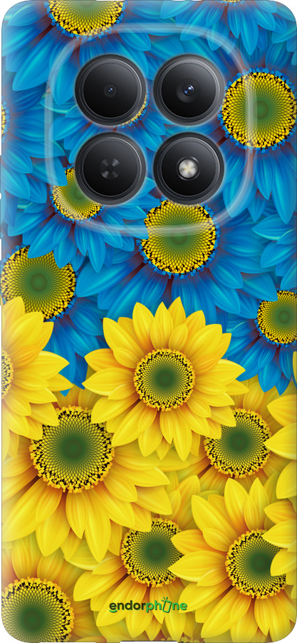 Силиконовый чехол Жёлто-голубые цветы для Xiaomi Redmi Note 15 5G - 1048u-4155 изображение 
