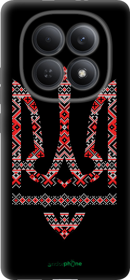 Силиконовый чехол Герб - вышиванка на черном фоне для Xiaomi Redmi Note 15 5G - 1196u-4155 изображение 