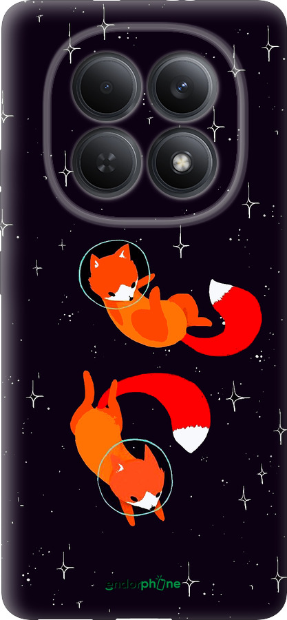 Силиконовый чехол Лисички в космосе для Xiaomi Redmi Note 15 5G - 4519u-4155 изображение 