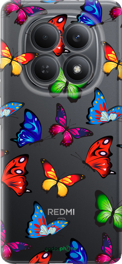 Силиконовый чехол Красочные мотыльки для Xiaomi Redmi Note 15 5G - 4761u-4155 изображение 
