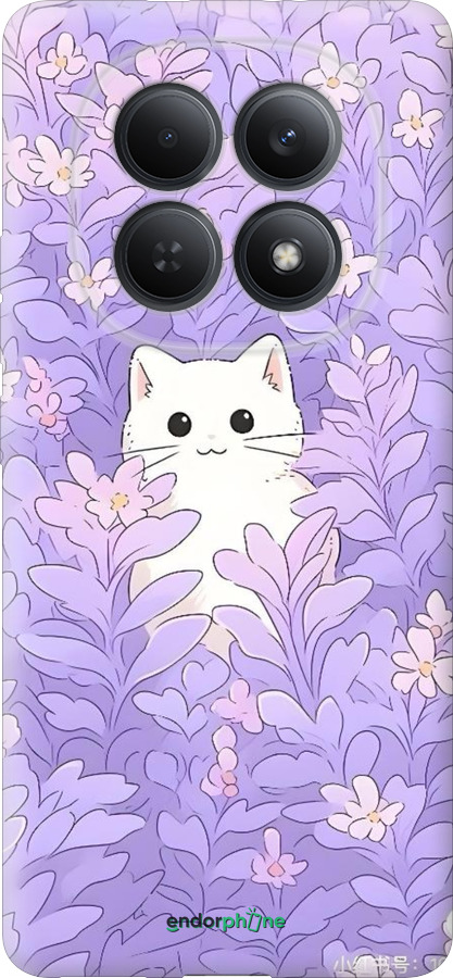 Силиконовый чехол Котик в цветах для Xiaomi Redmi Note 15 5G - 6390u-4155 изображение 