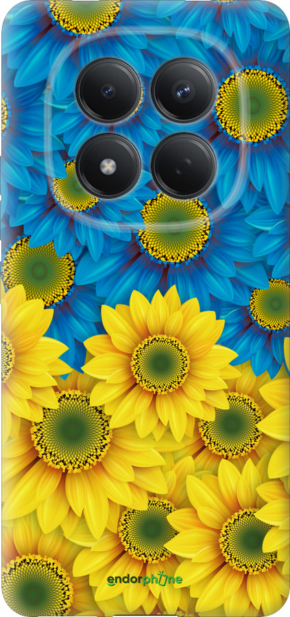 Силиконовый чехол Жёлто-голубые цветы для Xiaomi Redmi Note 15 Pro 4G - 1048u-4211 изображение 