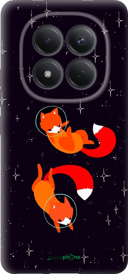 Силіконовий чехол Лисички в космосі для Xiaomi Redmi Note 15 Pro 4G - 4519u-4211 изображение 