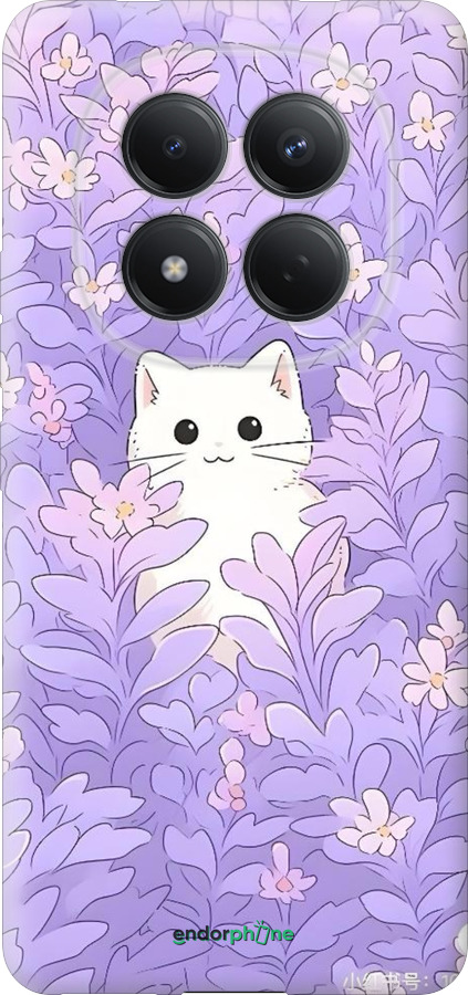Силіконовий чехол Котик в цветах для Xiaomi Redmi Note 15 Pro 4G - 6390u-4211 изображение 