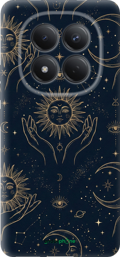 Силиконовый чехол Celestial Harmony: Sun & Moon Gold Mystic Pattern для Xiaomi Redmi Note 15 Pro 4G - 6778u-4211 изображение 