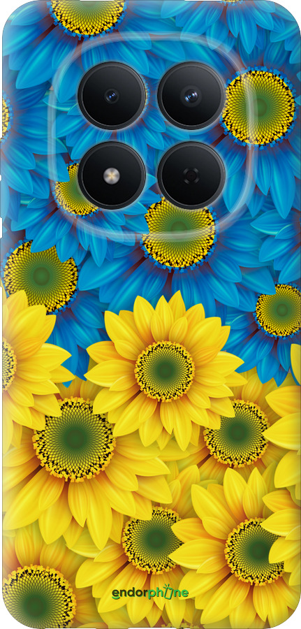 Силіконовий чехол Жовто-блакитні квіти  для Xiaomi Redmi Note 15 Pro 5G - 1048u-4154 изображение 