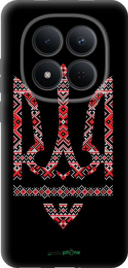 Силиконовый чехол Герб - вышиванка на черном фоне для Xiaomi Redmi Note 15 Pro 5G - 1196u-4154 изображение 