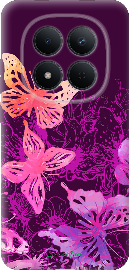 Силиконовый чехол Бабочки v2 для Xiaomi Redmi Note 15 Pro 5G - 5475u-4154 изображение 