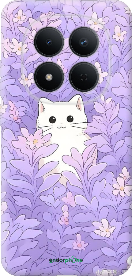 Силіконовий чехол Котик в цветах для Xiaomi Redmi Note 15 Pro 5G - 6390u-4154 изображение 