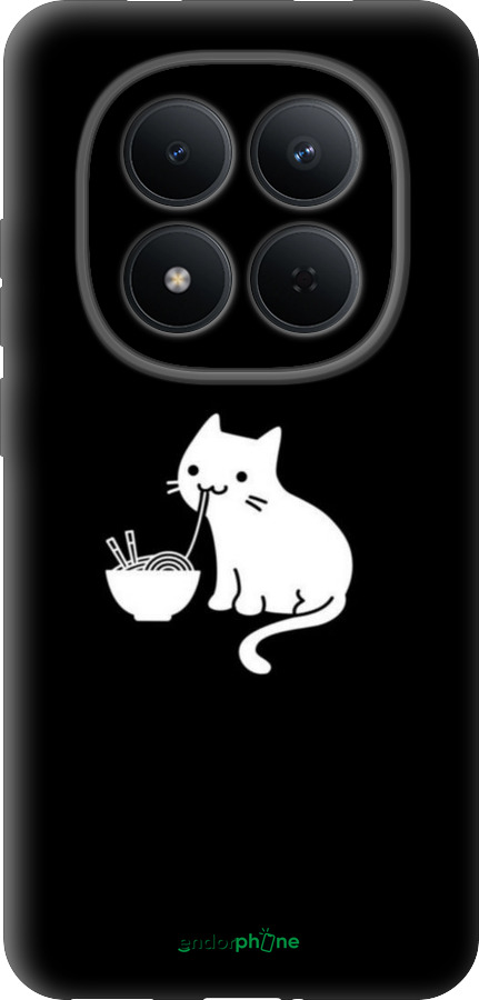 Силиконовый чехол С милым котом на черном фоне для Xiaomi Redmi Note 15 Pro 5G - 6528u-4154 изображение 