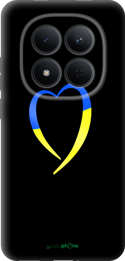 Силиконовый чехол Жёлто-голубое сердце для Xiaomi Redmi Note 15 Pro 5G - 885u-4154 изображение 