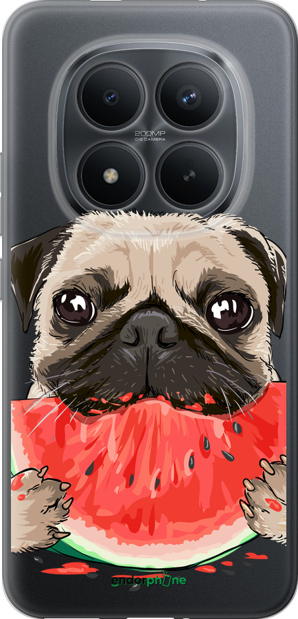 Силиконовый чехол Мопс и арбуз для Xiaomi Redmi Note 15 Pro+ 5G - 4665u-4153 изображение 