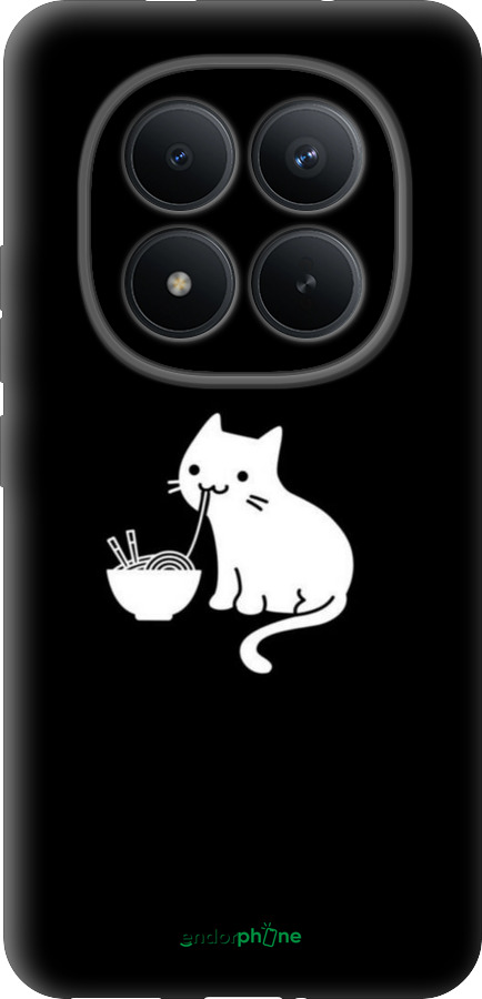 Силиконовый чехол С милым котом на черном фоне для Xiaomi POCO M8 PRO - 6528u-6651 изображение 