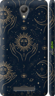 3D пластиковый матовый чехол Celestial Harmony: Sun & Moon Gold Mystic Pattern для Xiaomi Redmi Note 2 - 6778m-96 изображение 