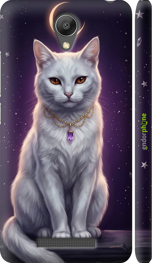 3D пластиковий матовий чехол Mystic White Cat Gothic Dark Purple Gold для Xiaomi Redmi Note 2 - 6805m-96 изображение 